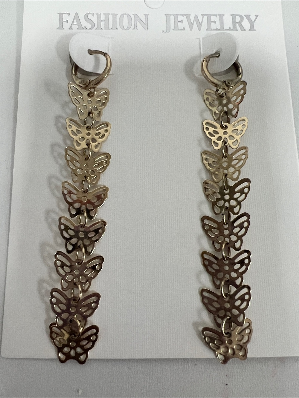 Fashion Jewelry Gold Butterfly Chain Drop Earrings